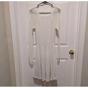 Rachel Rachel Roy Women's Large Cream Midi Fit & Flare Crochet Dress